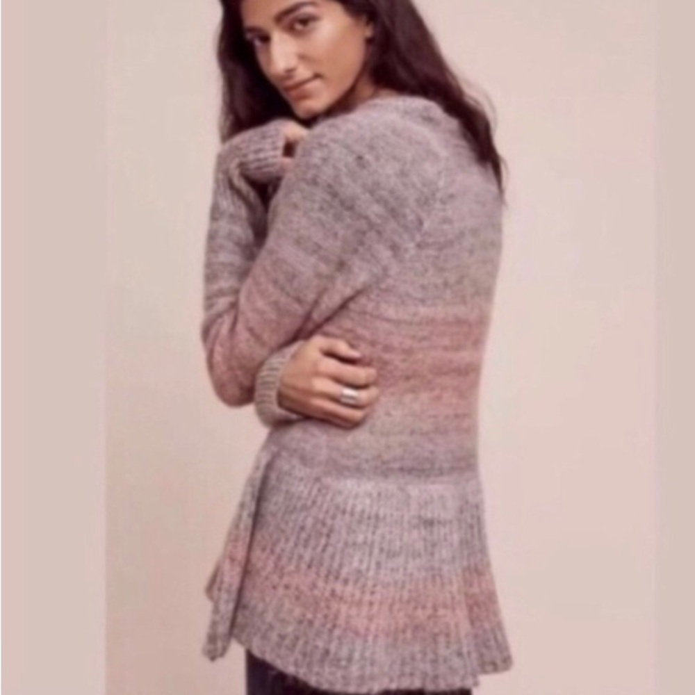 EUC Knitted & Knotted Anthro Multicolored Mohair/Wool Open Cardigan Sweater SP